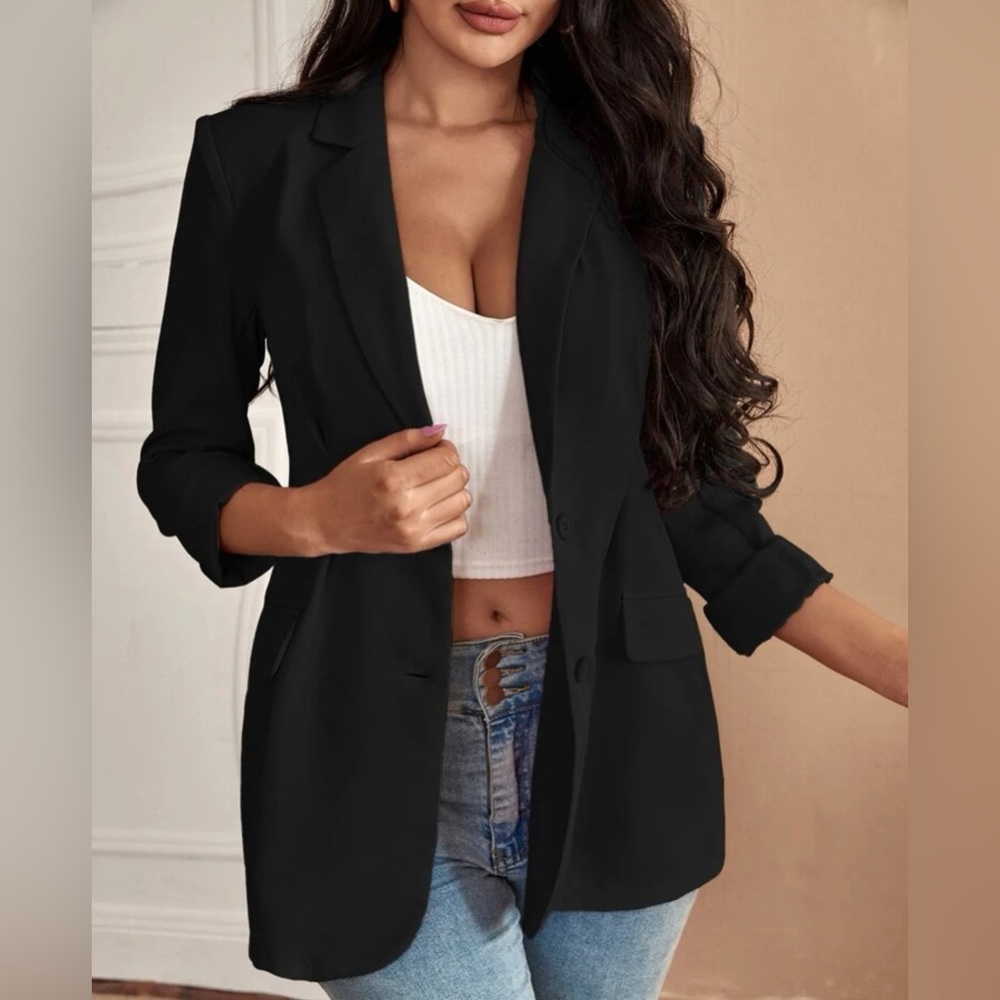 SHEIN lapel neck Black Blazer